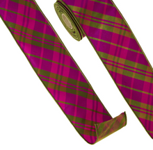Load image into Gallery viewer, Pink &amp; Green Plaid Wired Ribbon
