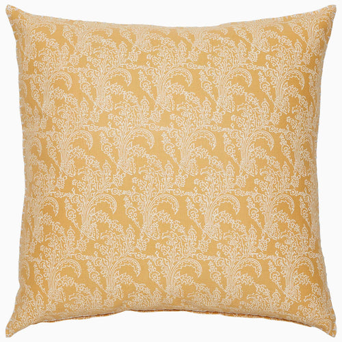 Luxury Euro pillow. Yellow Pillow. Hand Printed. Floral print beautiful saffron. Super soft cotton linen. Hand Stitched Edges.