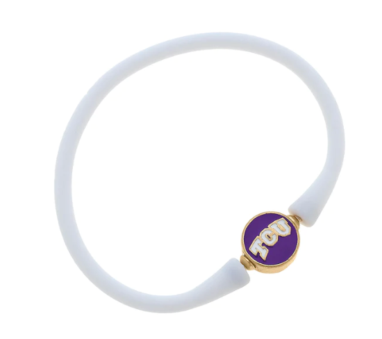 TCU Horned Frogs Silicone Bali Bracelet in White