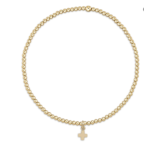 2mm Classic Gold Beaded Cross Small Charm