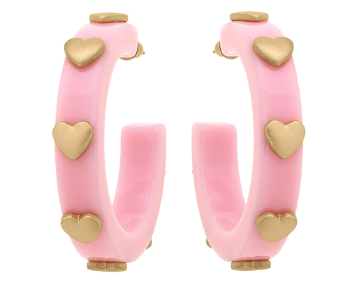 Libby Heart Earrings- Lt Pink