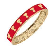 Load image into Gallery viewer, Texas Tech Red Raiders Enamel Logo Hinge Bangle in Scarlet
