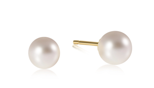 8mm Classic Gold Ball Stud - Pearl Earrings
