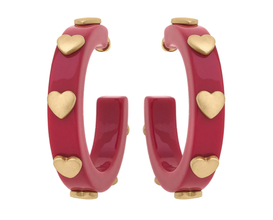 Libby Heart Earrings- Fuchsia