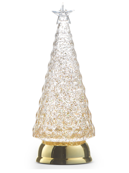 Lighted Tree with Gold Swirling Glitter 12