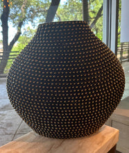 Load image into Gallery viewer, Ceramic 16&quot; Beaded Vase, Blk/Gld
