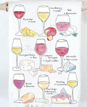 Load image into Gallery viewer, Wine &amp; Cheese Pairing Kitchen Towel

