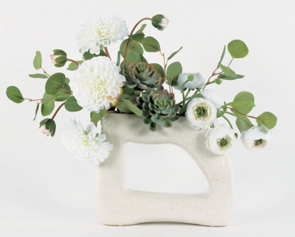 white mix in cut out vase