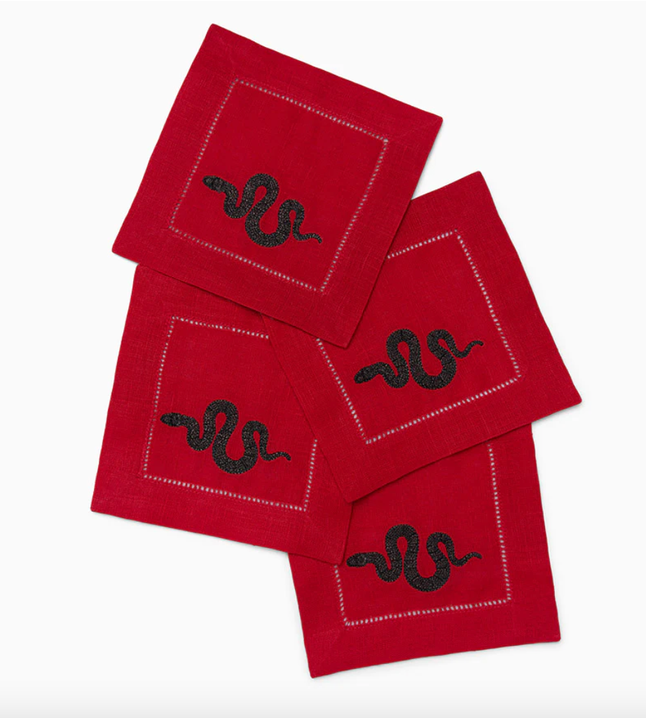 Snake Black/Red Cocktail Napkin