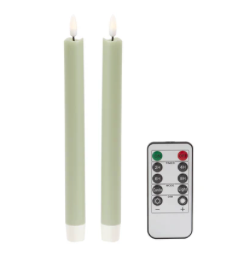 LED Candle Sage Tapers s/2
