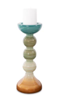 Capri Stripe Glass Candle Holder- Short