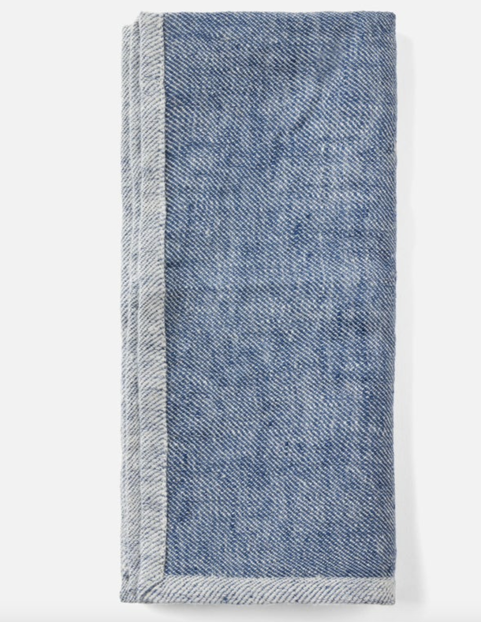 Gianna Navy Linen Kitchen Towel
