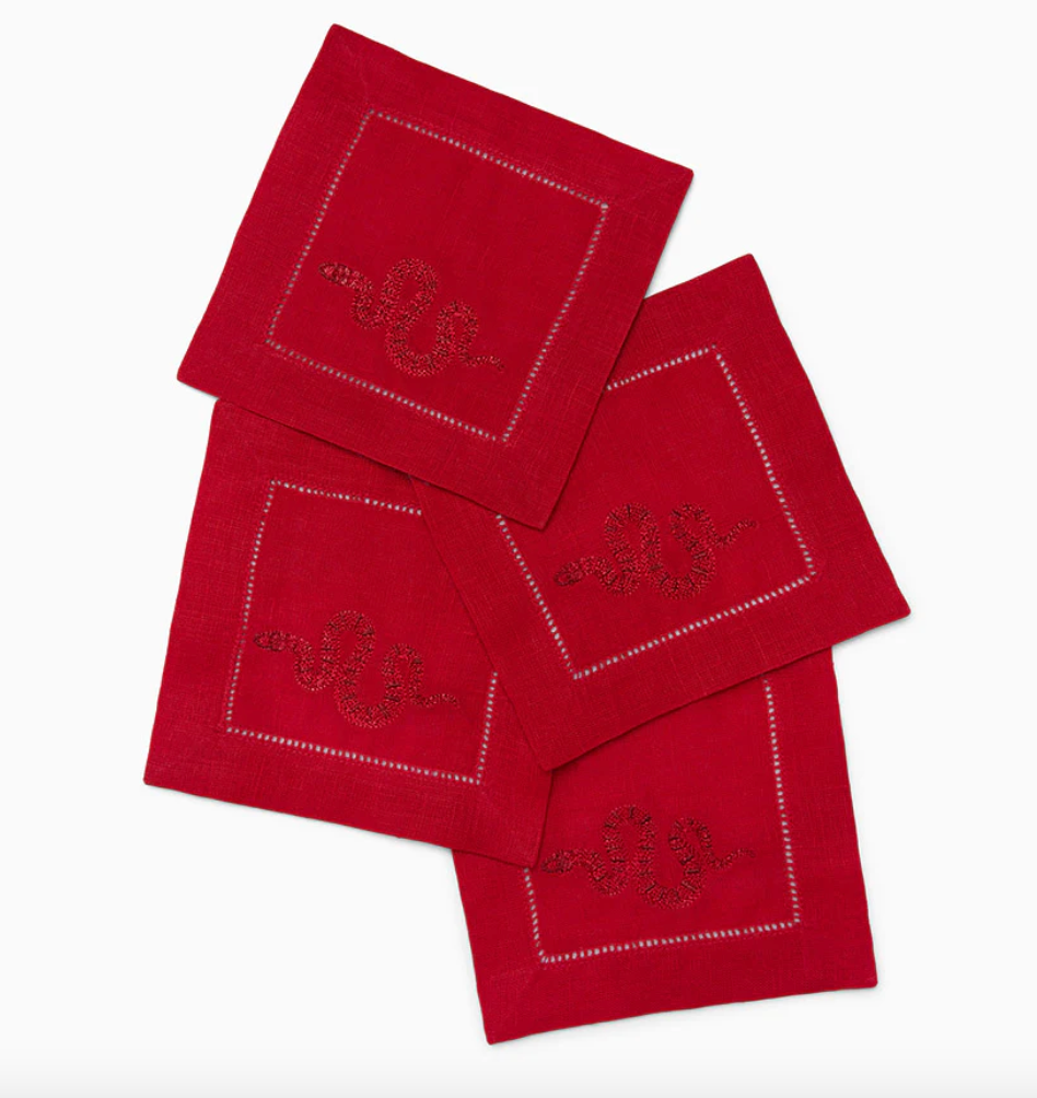 Snake Red/Red Cocktail Napkins