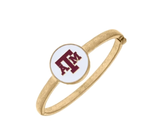 Texas A&M Aggies Enamel Logo Bangle in Worn Gold