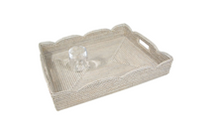 Load image into Gallery viewer, Rattan Scalloped LG Tray- Cream
