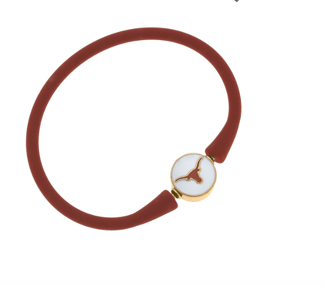 Texas Longhorns Enamel Silicone Bali Bracelet in Burnt Orange