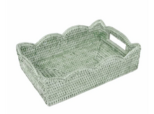 Load image into Gallery viewer, Rattan Scalloped LG Tray- Green
