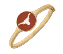 Load image into Gallery viewer, Texas Longhorns Enamel Statement Hinge Bangle in Burnt Orange
