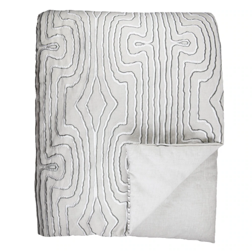 Contour Throw, Modern yet organic embroidery in a neutral, chic palette