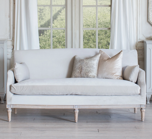 Louis XVI style Cannes Loveseat Cloudy Velvet