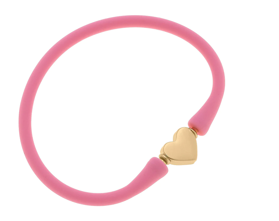 Heart Bead Silicone Bracelet - Bubblegum