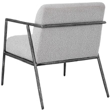 Load image into Gallery viewer, Brisbane accent chair textured cast iron frame in a natural distressed charcoal finish. 
