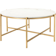 Load image into Gallery viewer, Marble &amp; Brass Coffee Table 38&quot;
