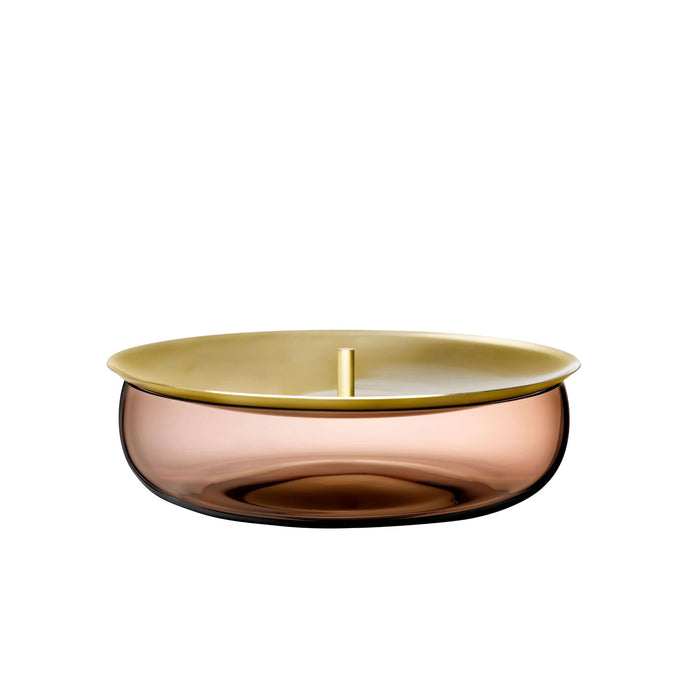 NUDE Beret storage box boasts a medium-sized crystalline glass container and a brass lid