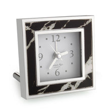 Load image into Gallery viewer, black marble alarm clock, square design, luxury gift
