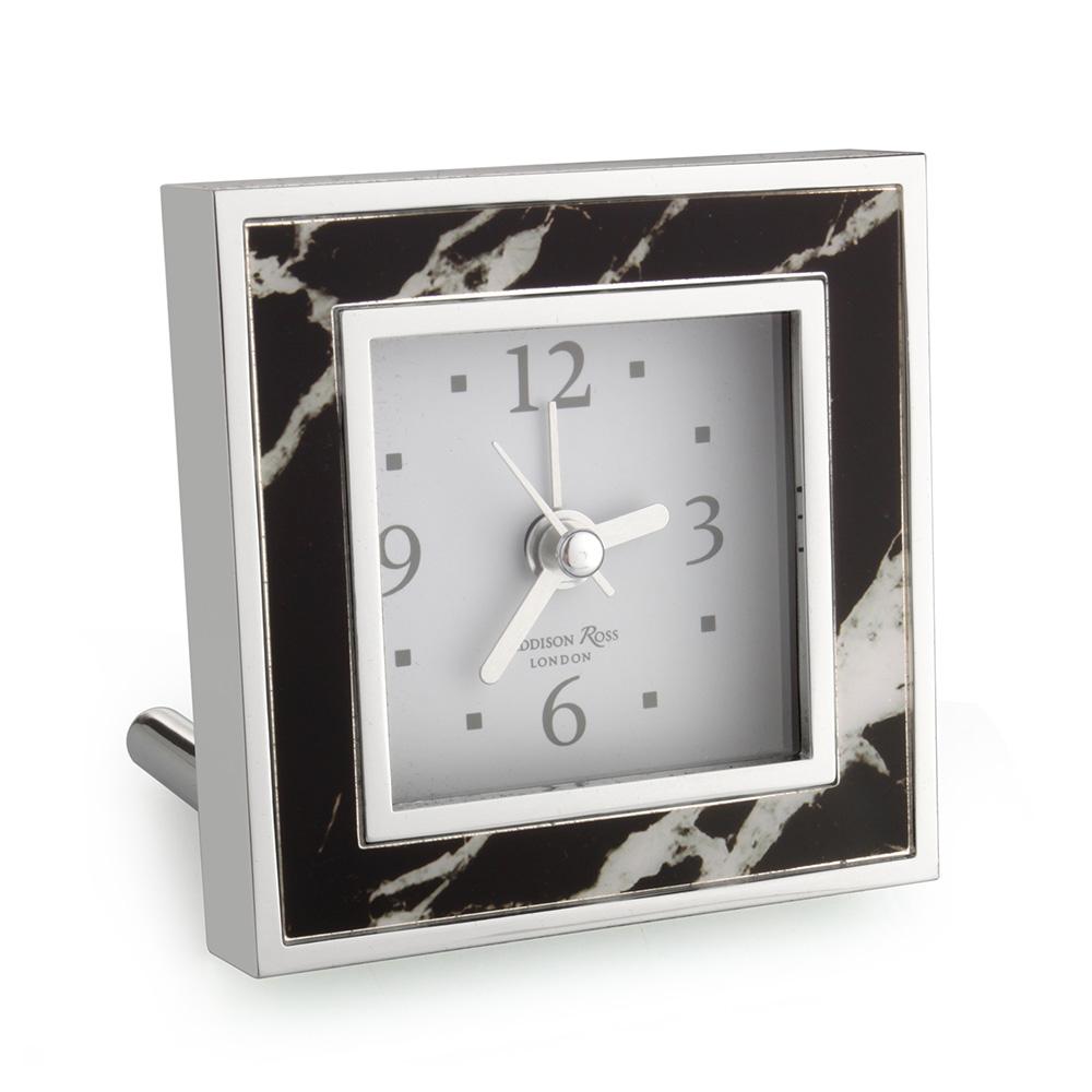black marble alarm clock, square design, luxury gift