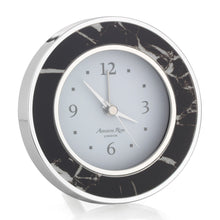 Load image into Gallery viewer,  faux black marble alarm clock beautifully complimented by enamel frames,

