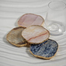 Load image into Gallery viewer, coaster set,  precious stones with a delicate golden trim
