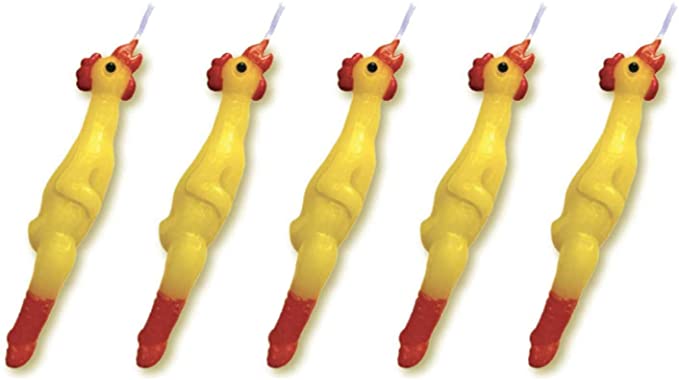 Rubber Chicken candles. Birthday candles. Decorative birthday candles. 