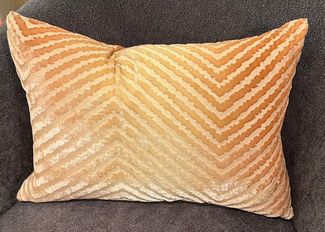 Chevron Velvet Pillow - Gold / Beige