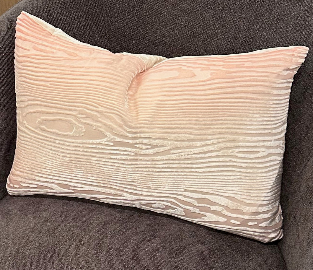 Woodgrain Velvet Pillow - Blush