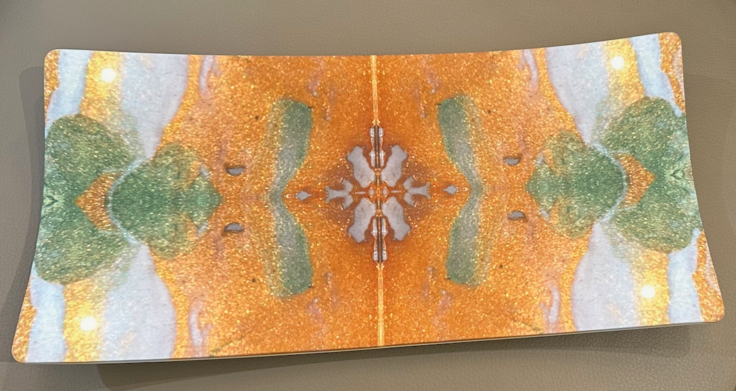 Gilt Gold and Pistachio Rectangular Art Tray