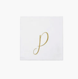Papersoft Cocktail Napkins - Gold Letter P