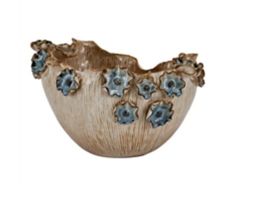 Small Ceramic Blue Lily Bowl