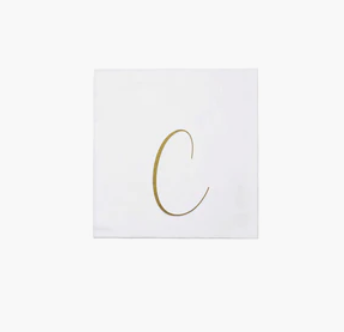 Papersoft Cocktail Napkins - Gold Letter C