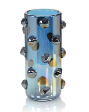 Load image into Gallery viewer, Iridescent Blue Handblown Glass Vase SMALL
