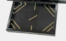 Load image into Gallery viewer, Resin, 13&quot; Brass Inlay Rect Tray, Blk
