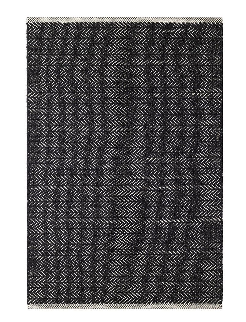 2x3 Herringbone Black Handwoven Cotton Rug