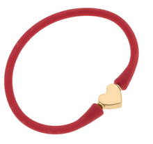 Load image into Gallery viewer, Heart Bead Silicone Bracelet - Red
