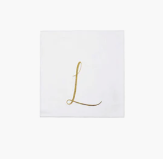 Papersoft Cocktail Napkins - Gold Letter L