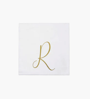 Papersoft Cocktail Napkins - Gold Letter R