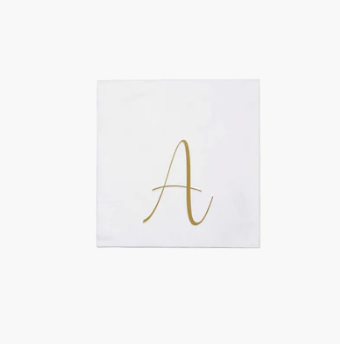 Papersoft Cocktail Napkins - Gold Letter A