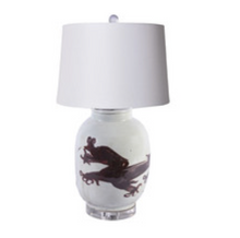Load image into Gallery viewer, Dark Red Squash Vase Dragon Motif Lamp
