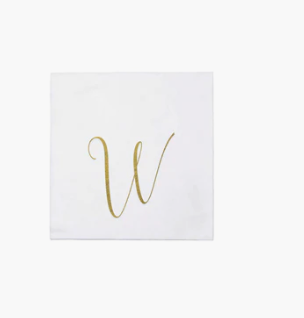 Papersoft Cocktail Napkins - Gold Letter W