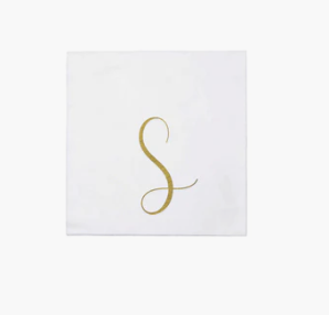 Papersoft Cocktail Napkins - Gold Letter S