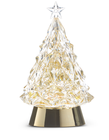 Lighted Tree with Gold Swirling Glitter 8.5